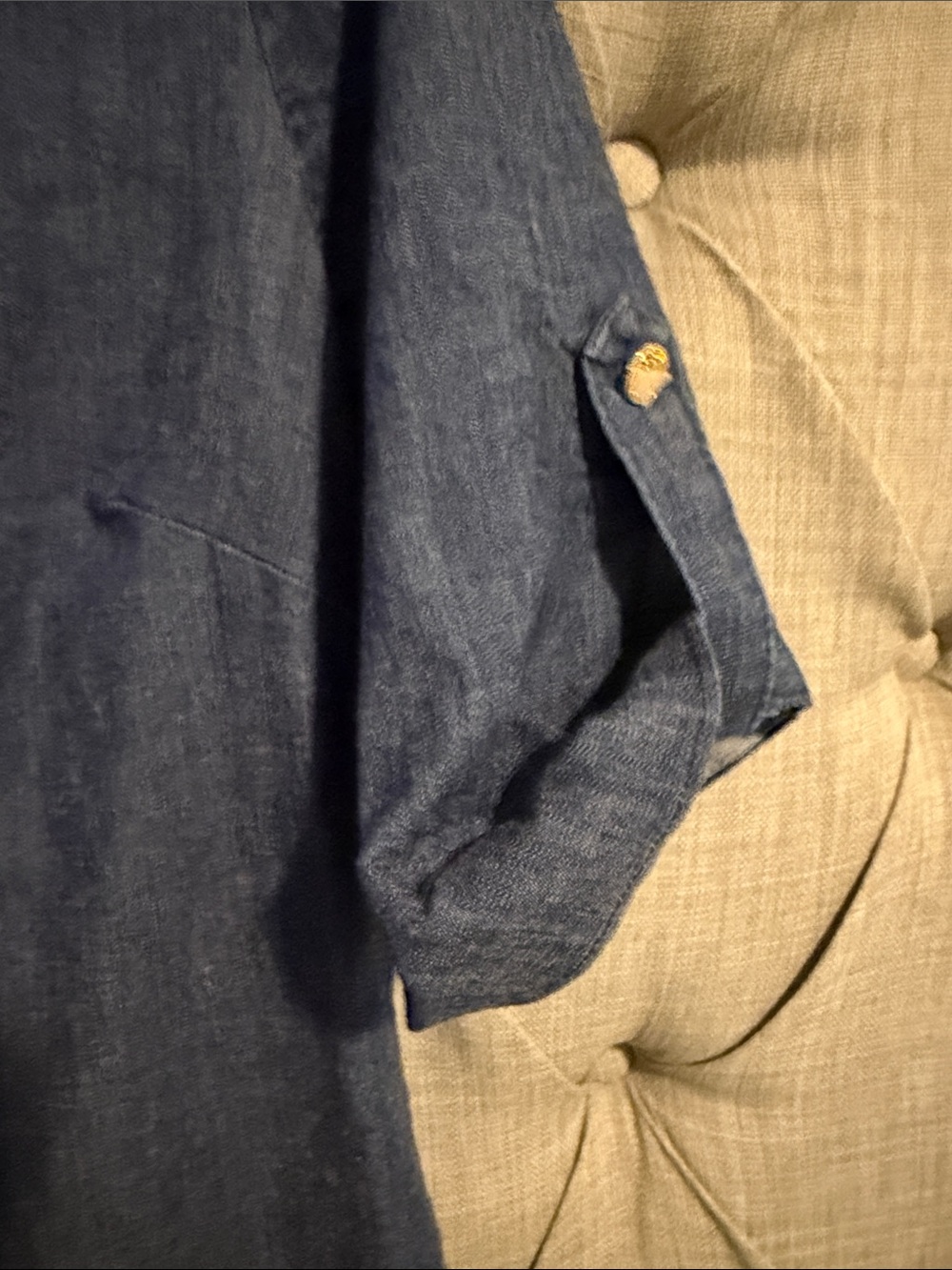 Anne Klein Navy Chambray Shirt Dress - Picture 3 of 4